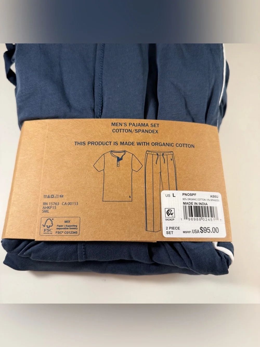 Polo Ralph Lauren Mens Blue 2 Piece Henley & Pants Pajama Set- Size Large NWT